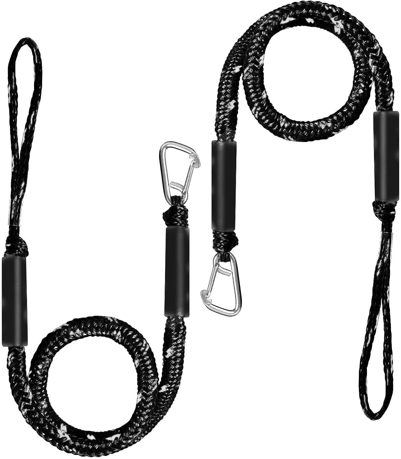 2/1 Pezzi Corde Elastici Bungee Antiurto con Ganci in Acciaio Inox Regolabili per Kayak, Canoa, Moto d'Acqua, Pontone