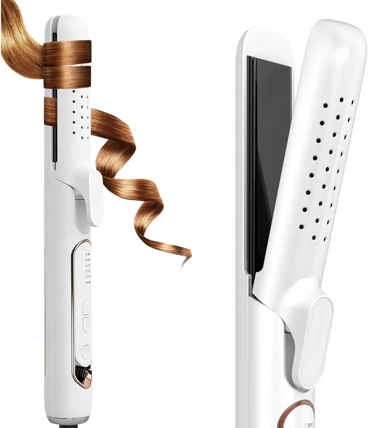 360 ° Piastra e Arricciacapelli 2-in-1 Airflow, Styler in Ceramica a Ioni Negativi con Bocchette di Aria Fredda