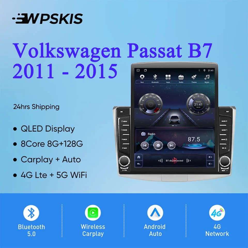 Android 14 128GB Car Auto Radio Stereo Lettore DVD Per Volkswagen Passat B7 B6 2011 2012 2014 2016 Carplay Auto 4G Sim WiFi RDS