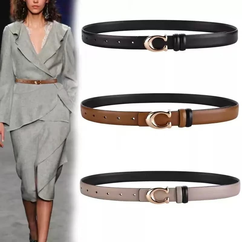 Cintura alla Moda a Forma di C con Fibbia Liscia, Resistente e Semplice, Cintura Morbida Reversibile da Donna per Abbigliamento Casual e Accessori