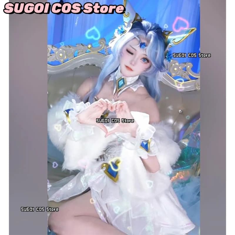SUGOI COS*/Ahri Crystal Rose Costume Cosplay Elegante Abito da Sposa Vestito Anime Gioco Uniforme Anime Abiti per Roleplay Vestiti di Halloween