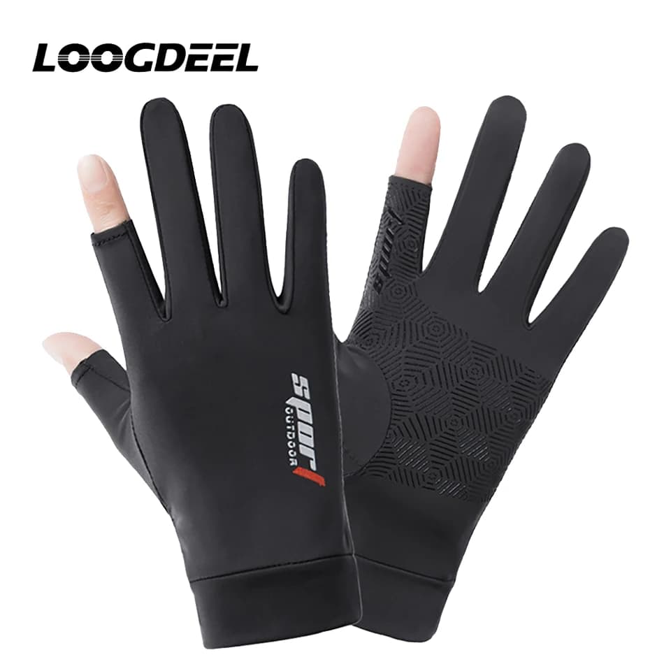 Guanti Estivi LOOGDEEL in Seta Ghiacciata, Mezze Dita, Touchscreen, per Ciclismo, Guida, Antiscivolo, Traspiranti, per Pesca e Sport