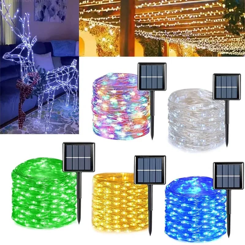 Corda solare Luce di striscia Fata Stringa Giardino Decorazione natalizia Ghirlanda Natale Corda solare Luce della stringa Fata Striscia 32M/22M/12M/7M