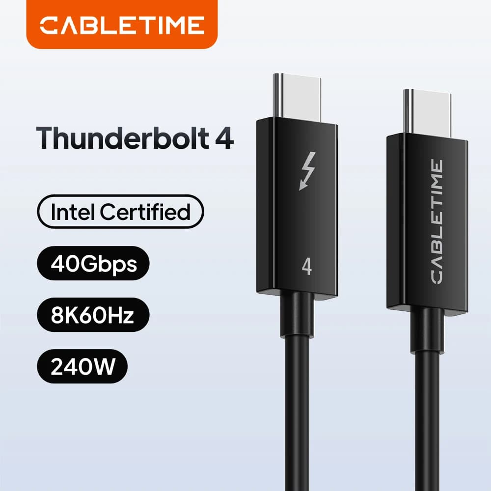 CABLETIME Thunderbolt 4 Type C USB C cable to USB C 8K 60Hz PD100W 40Gbps USB compatible 4 Coaxial cable for Apple MacBook iPad