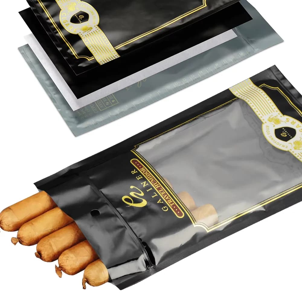 Galiner Portable Cigar Humidor Bag Travel Zipper Cigar Storage Humidifier Bag Moisturizing Tobacco Pouch Hold 4-6 Cigars Cigar A
