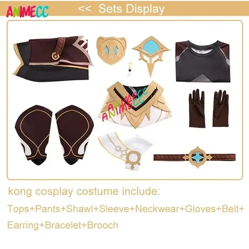 Disponibile S-XL Traveller Aether Genshin Impact Sora Kong Costume Cosplay con Parrucca Anime Gioco Halloween