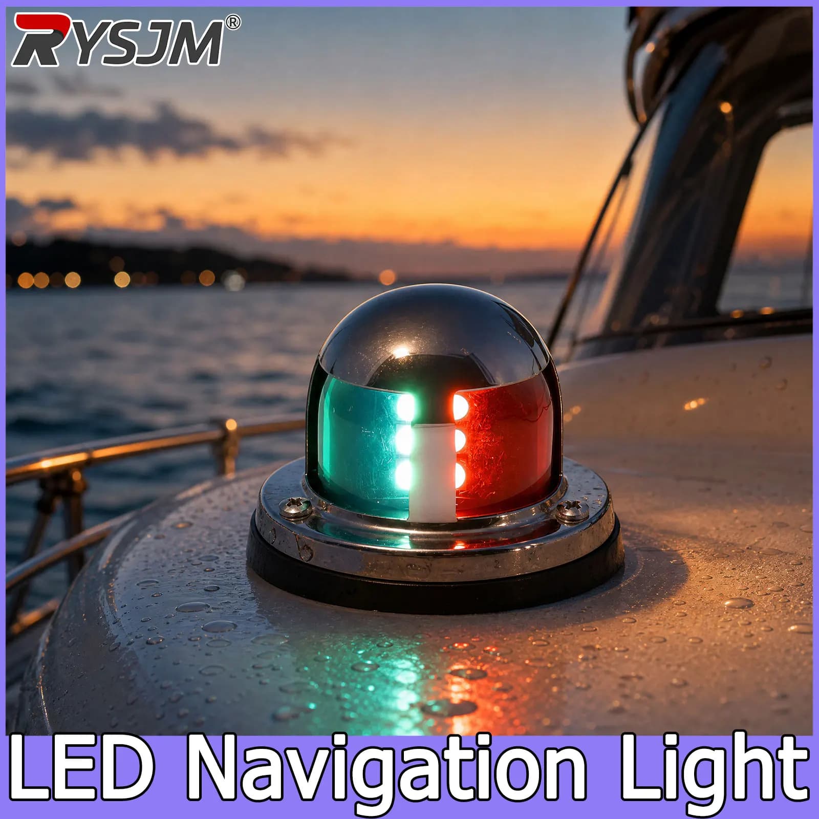 Stainless Steel 1pc Red Green LED Navigation Lights Sailing Lamp for Marine Yacht 12V Warning Signal Light