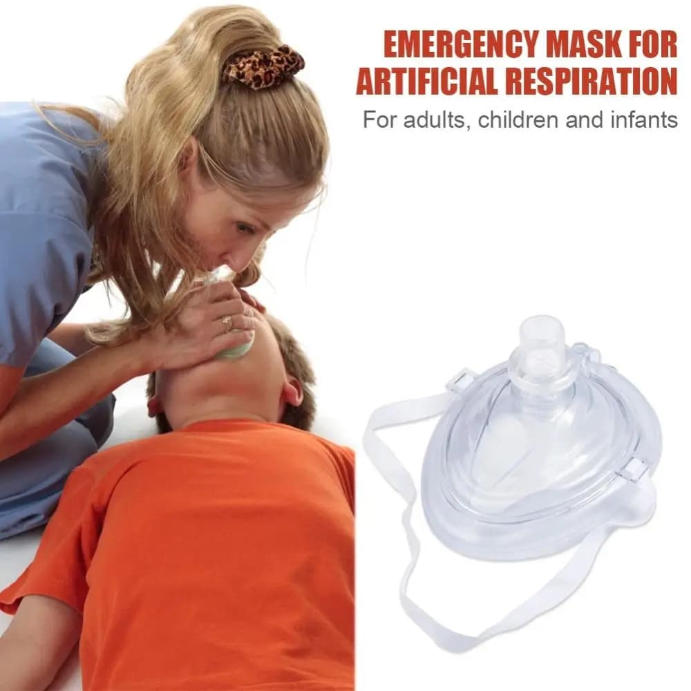 Maschera per Respirazione Artificiale Riutilizzabile con Valvola Unidirezionale, Strumenti Professionali per RCP, Maschera Respiratoria Nera
