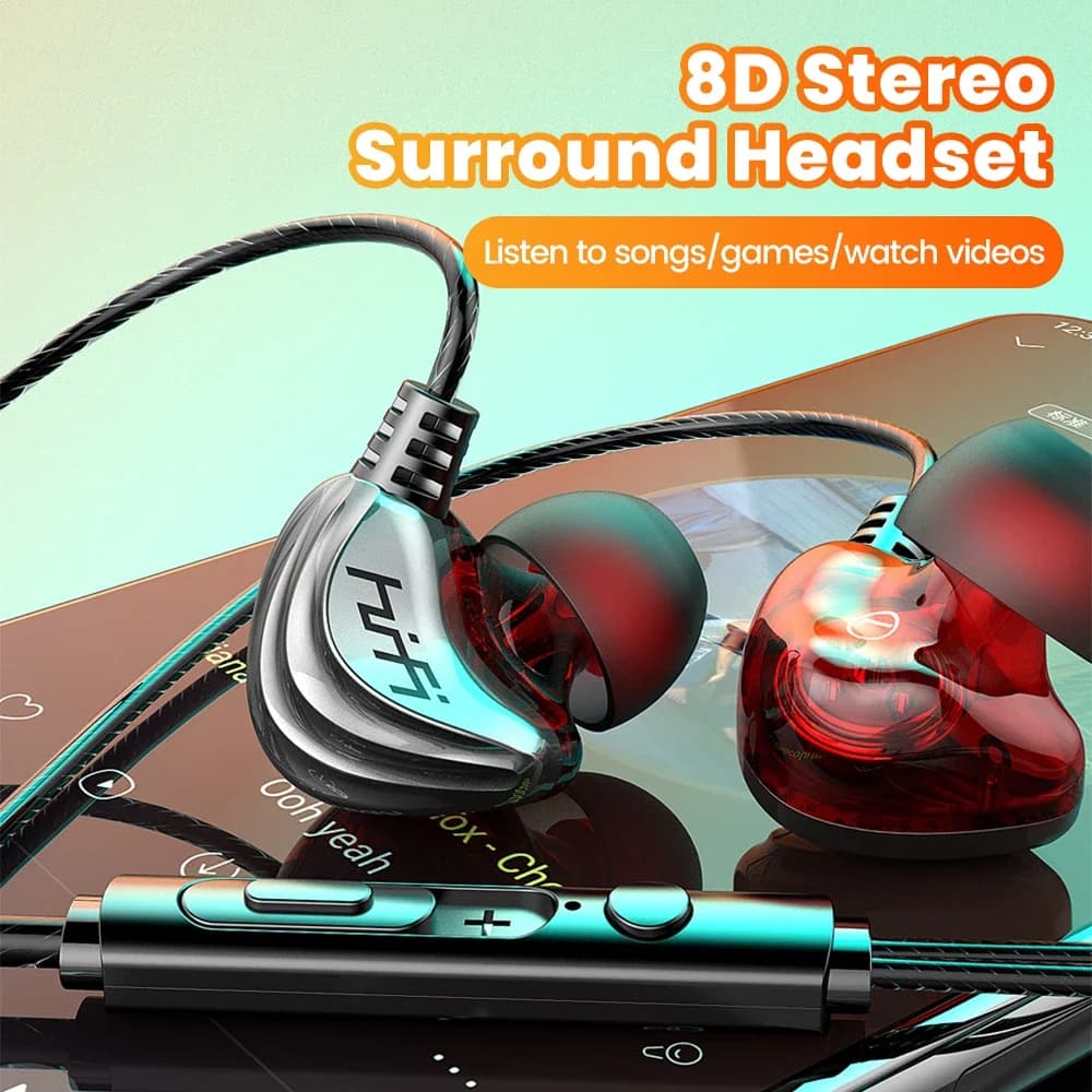 8D Stereo Type C Headset Wiring headphones wired with microphone Auricolari Bass Hifi Headphones for iPhone 15 16 Samsung Xiaomi