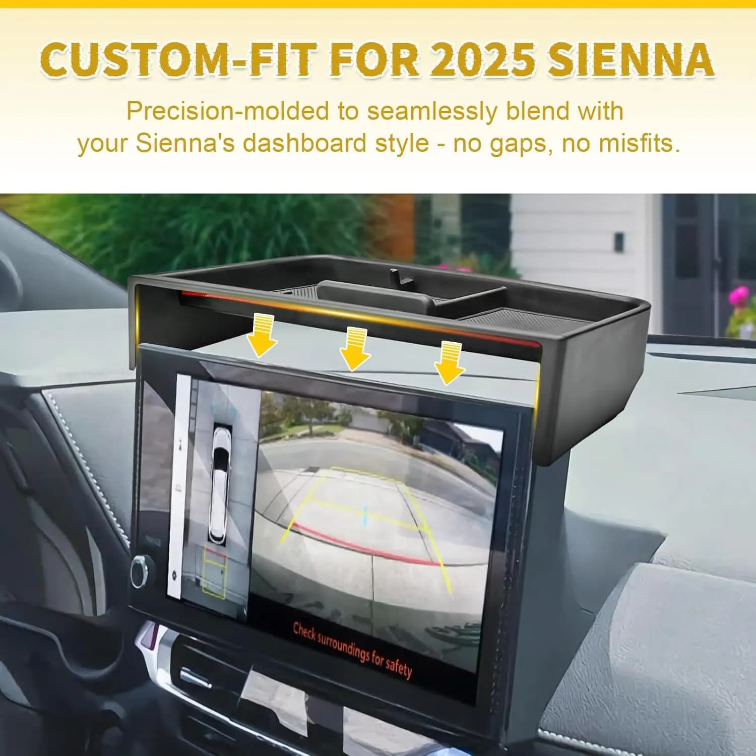 TACOBRO Organizer per cruscotto per Toyota Sienna 2025 con schermo da 12,3 pollici, accessori per auto con vassoio portaoggetti per console cruscotto su misura