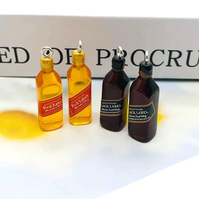 10Pcs Tiny Wine Bar Bottle Resin Charms DIY Earring Accessories Mini Pendant For Keychain Handmade Jewelry Craft Making