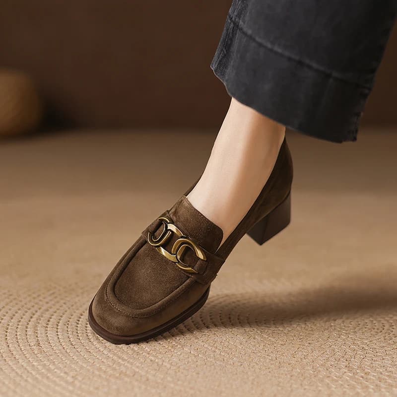 2026 new spring summer women pumps natural leather 22-25cm sheepskin+pigskin+cowhide round toe high heel metal women shoes