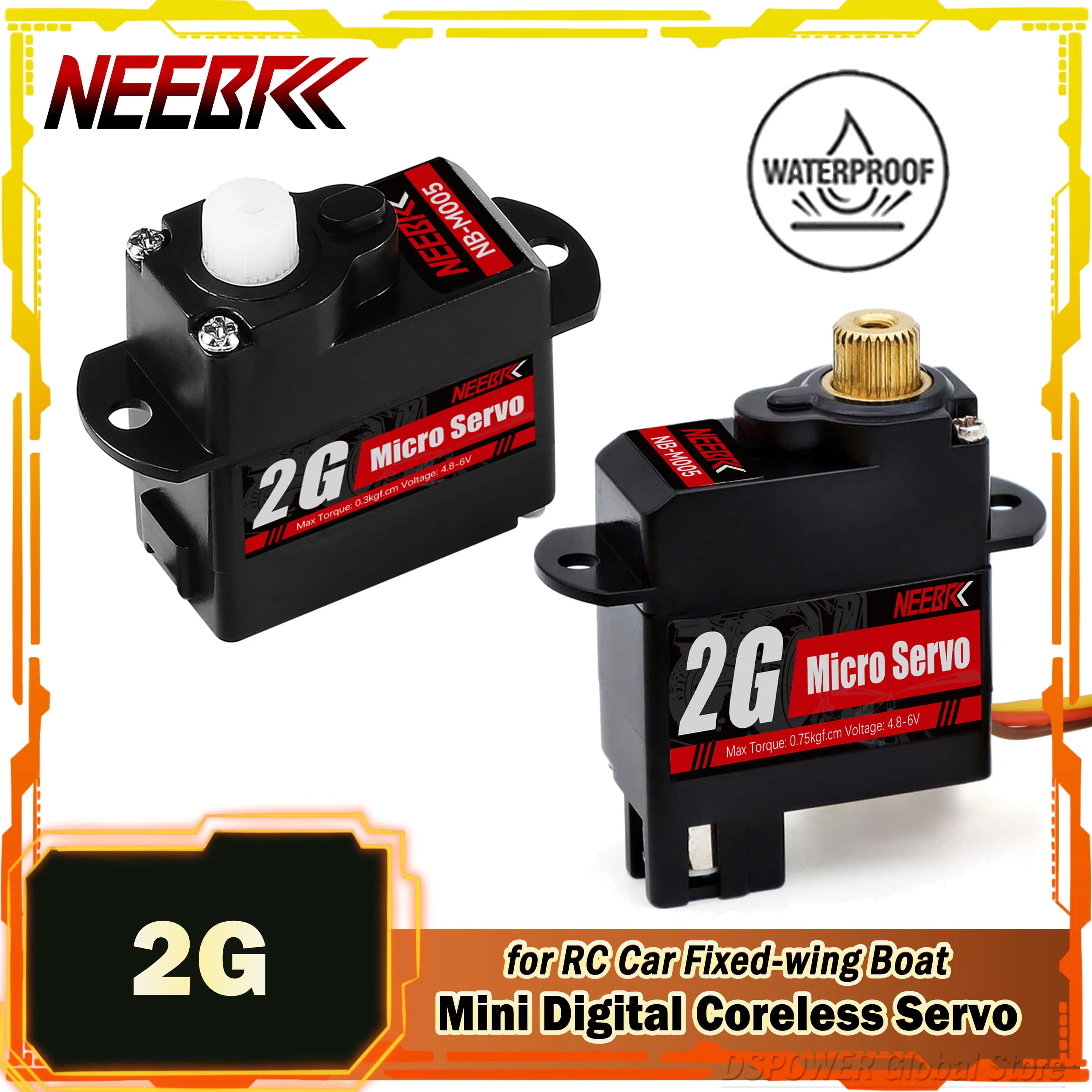 NEEBRC 2g Mini Digital Coreless Servo Plastic/metal Gear Car Waterproof Motor RC Fixed wing aircraft helicopter boat Robot toy