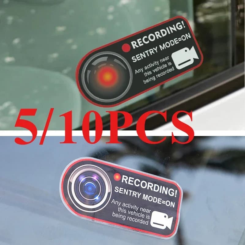 5/10pcs Anti Theft Sticker Warning Decoration Vehicle Doors 4.33inch Recorder For Tesla Model 3 Y/X/S Interior Accessories