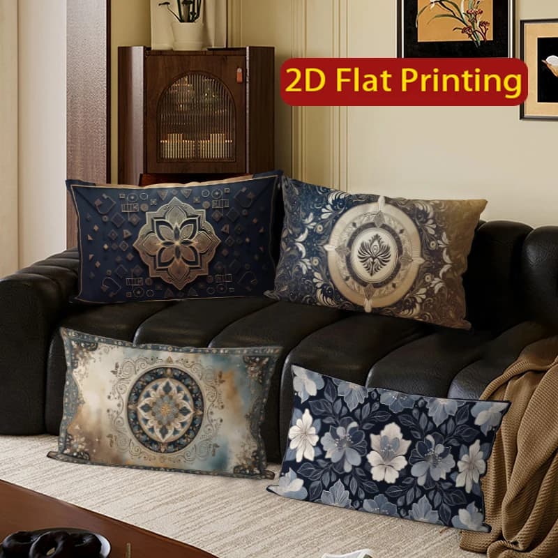 Fodere per cuscini lombari vintage Boho con motivo floreale mandala, adatte per divano, camera da letto, auto, cuscino rettangolare per la schiena