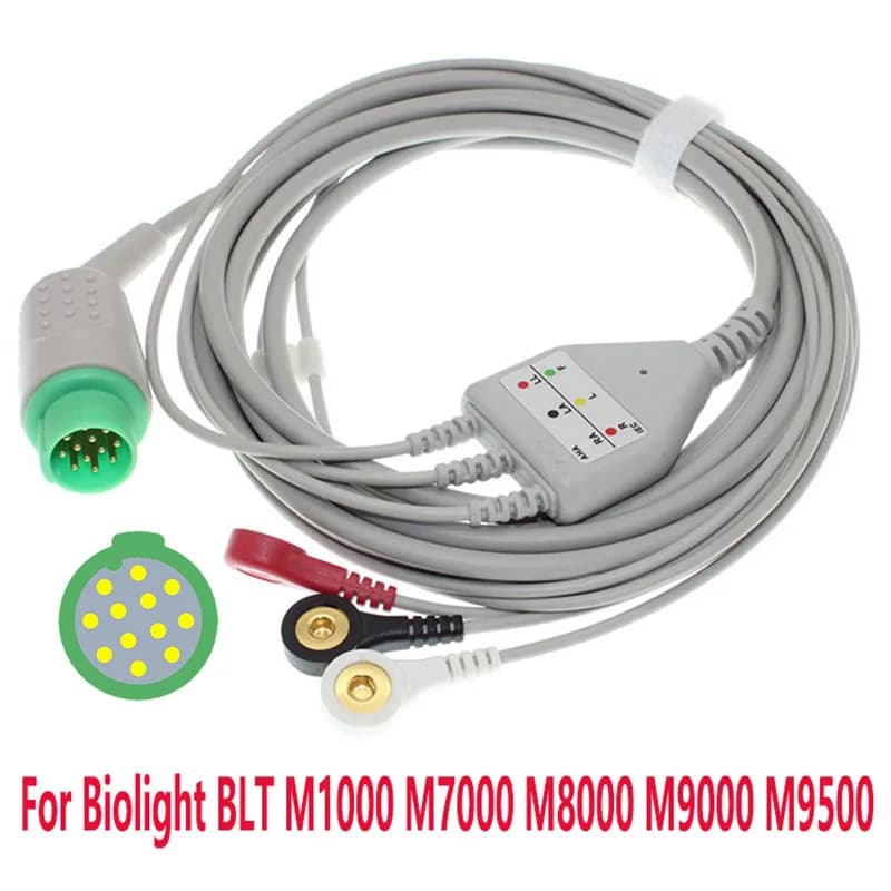 Compatibile Biolight BLT M1000 M7000 M8000 M9000 M9500 Monitor paziente multiparametrico ECG EKG 3/5 derivazioni Cavo ECG monopezzo
