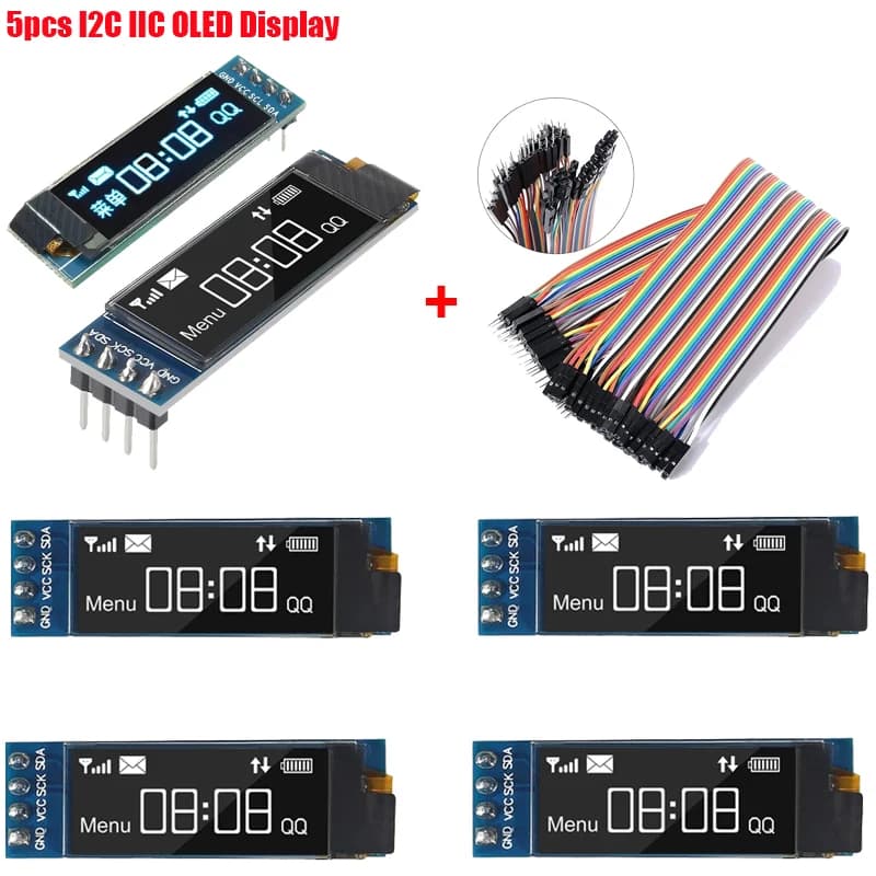 5 pcs 0.91 "I2C IIC Display Module OLED 128x32 Pixel Mini Autoluminous Screen Card for Raspberry Projects Pi