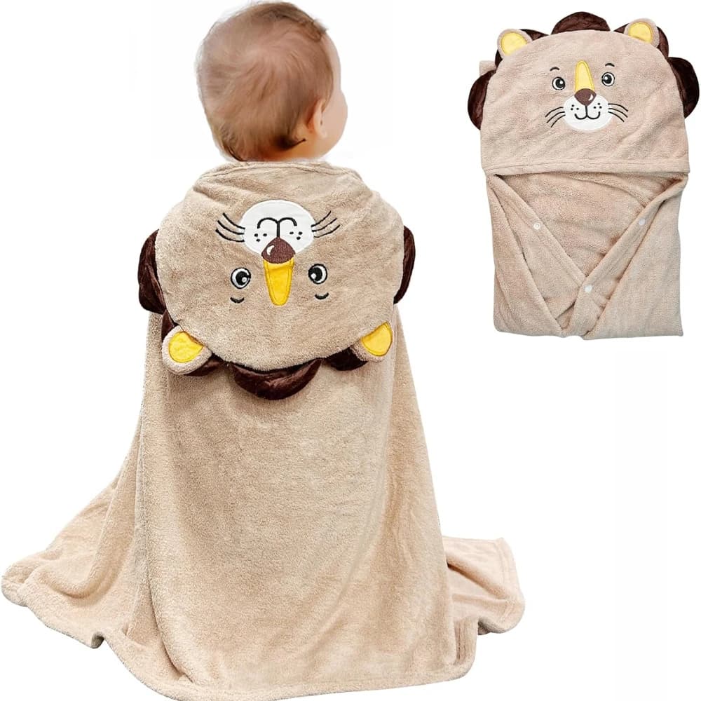 Children's cap towel, ultra soft and absorbent baby bathrobe, coral velvet thick bathrobe, shower gifts with baby blanket