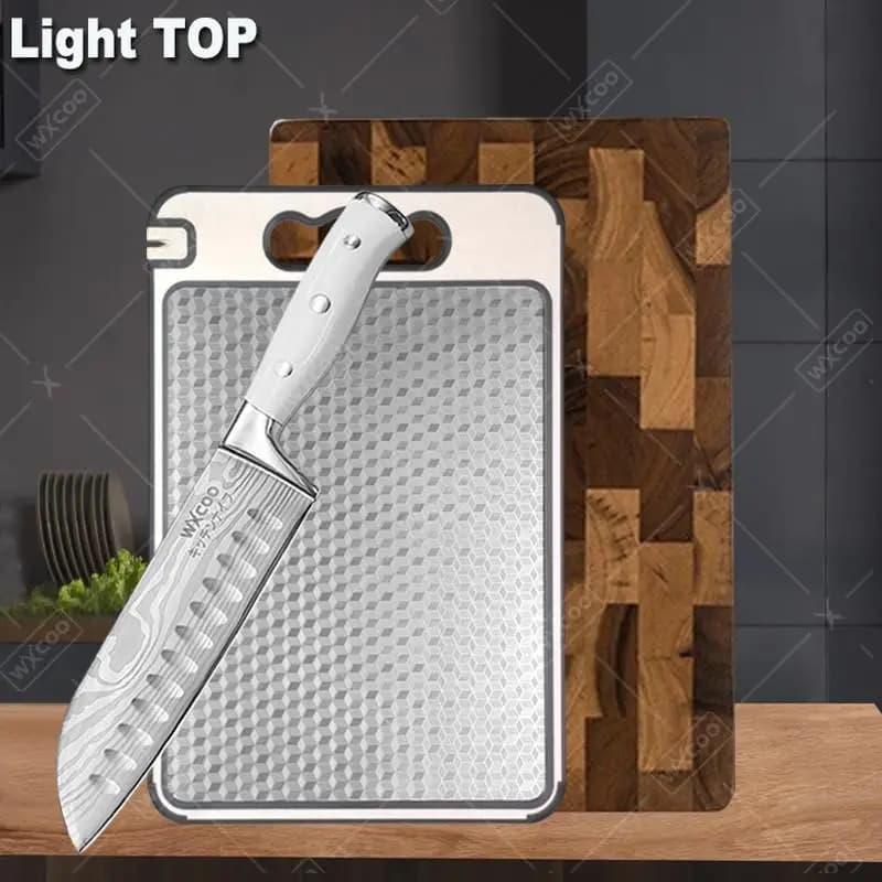 Set of Chef Knives with Damascato Motive, Acacia Wood Tagliere, Pelapatate Thickness, Santoku Knive Set WXCOO 1~3 Pieces