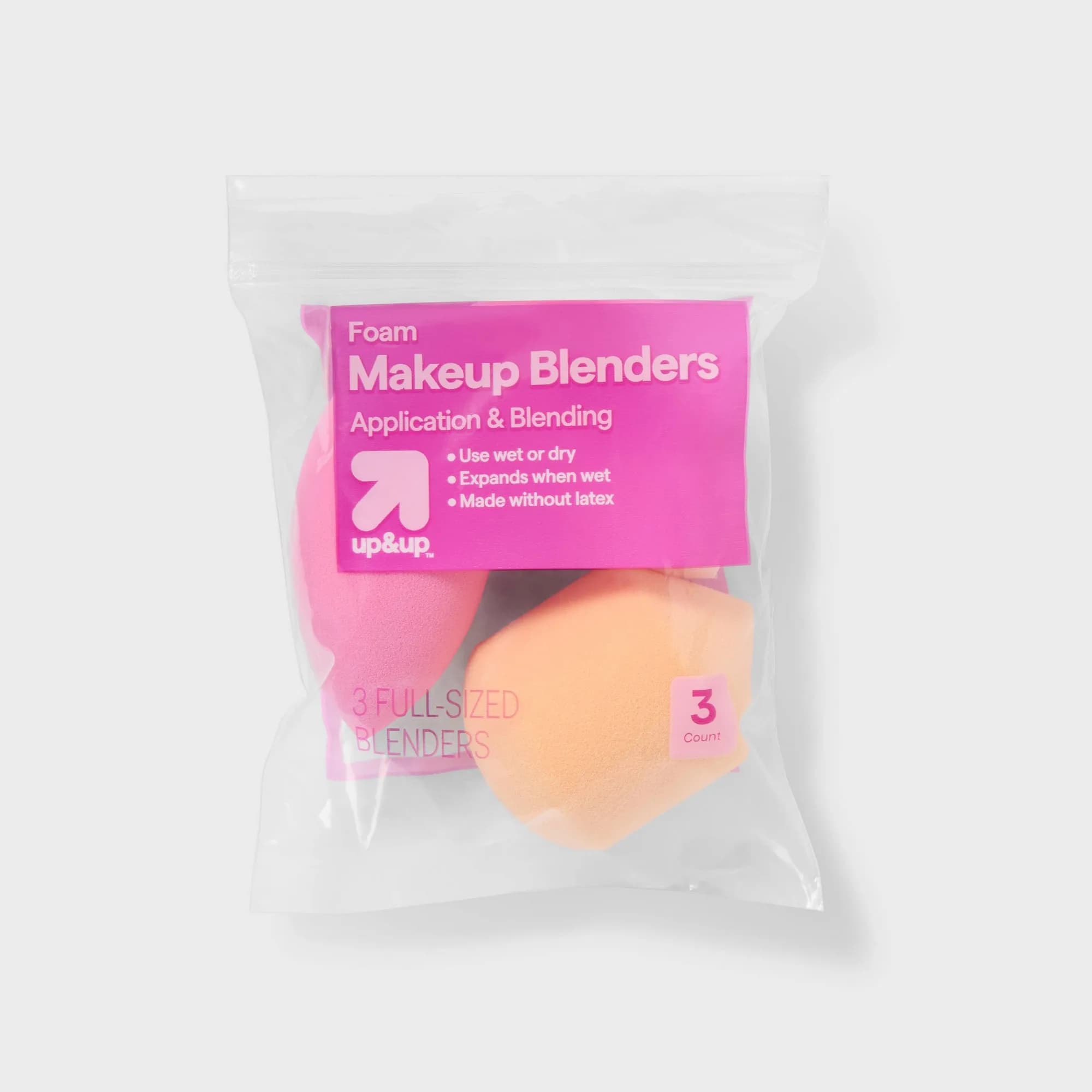 3ct Assorted Shape Makeup Blender Sponge Set, Soft Full Size Cosmetic Applicators For Foundation Blending