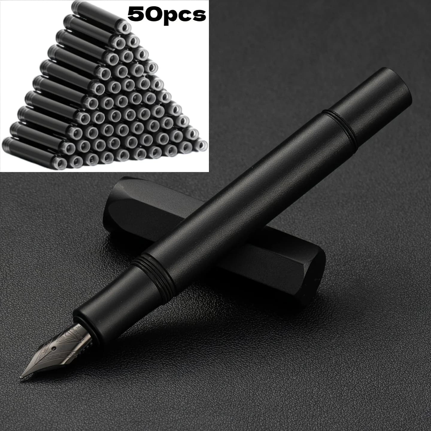 51-Piece Set (1 Pen + 50 Ink Cartridges), 0.5mm Tip, Iridium Nib, Brass Pen Body, Screw-On Cap, Mini Short Style, Suitable for Calligraphy, Elegant and High-End, Noble and Luxurious, Suitable for 2.6mm Diameter, Student Stationery, Gifts, Valentine's Day, Back-To-School Season, Graduation Season, Birthdays, Christmas, Father's Day, Mother's Day, Teacher's Day, Thanksgiving