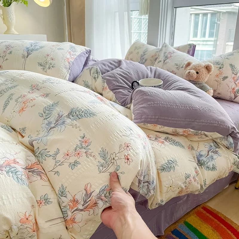 Set of bed linen in pastoral style headdress Set of sheets with pillowcase set of bed linen for double bed/King edredones de cama