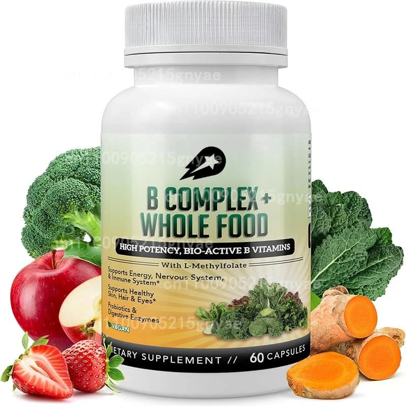 Group B vitamin complex - Food supplement based on B vitamins, for stress, energy and immune support, vegetarian, 60 capsules