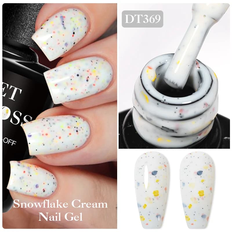 MEET ACROSS 7ml Crema Smalto gel per unghie bianco Crema fiocco di neve Brillante colorato Semi permanente Gel UV Vernice Nail Art per manicure