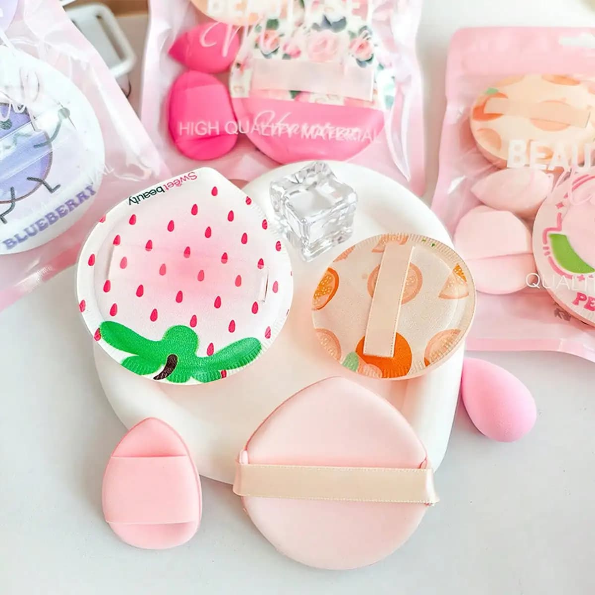 5pcs Thickened marshmallow powder brush powder compact makeup setting powder and liquid foundation duo that can be used both dry