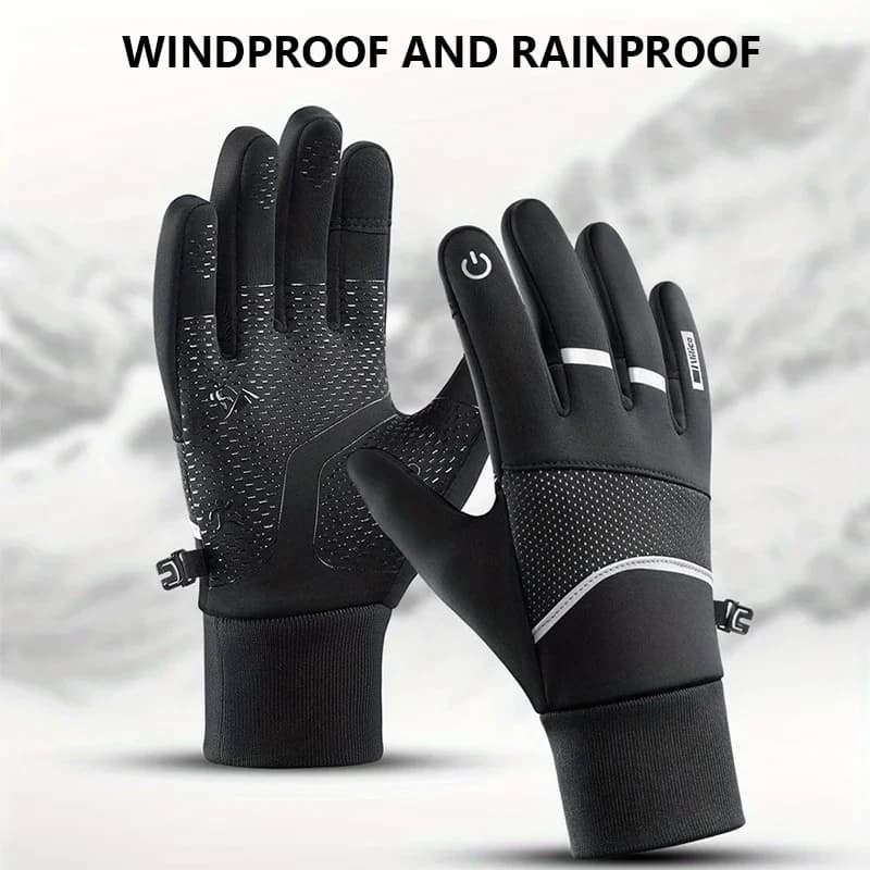 Guanti da bici invernali caldi Guanti da bicicletta touch screen antiscivolo con dita intere Guanti da ciclismo impermeabili Uomo Donna