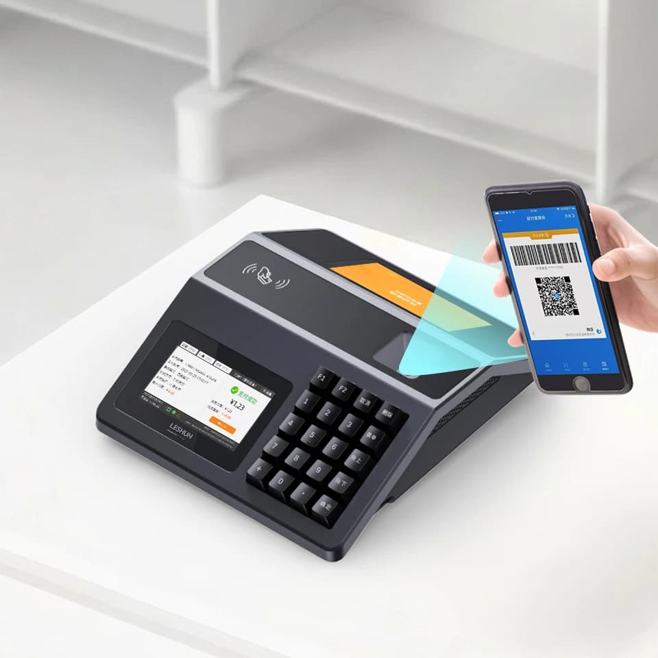 Desktop Card Swipe and Code Scanning NFC Payment POS Machine with Android OS 2GB DDR3 RAM 1280x800 Resolution