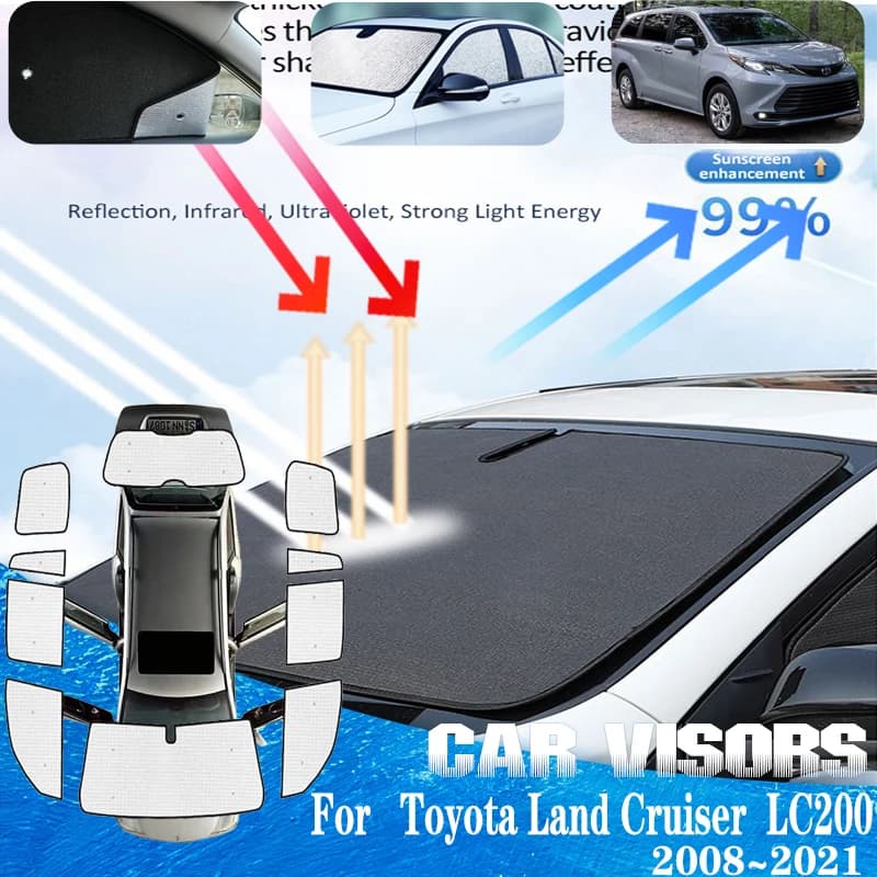Per Toyota Land Cruiser LC200 FJ200 J200 2008 ~ 2021 Auto Sun visiere Auto anteriore parasole visiere parasole coperture accessori Auto