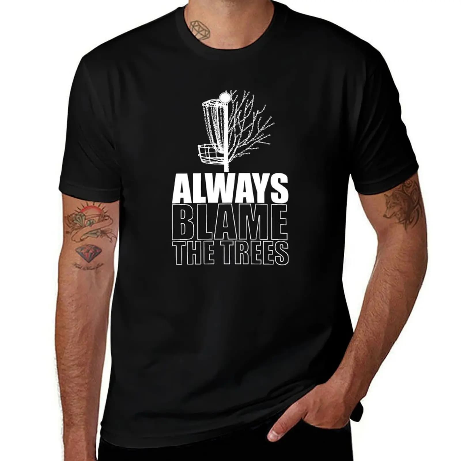 T-shirt divertente Disc Golf Always Blame The Trees, maglietta casual semplice e alla moda