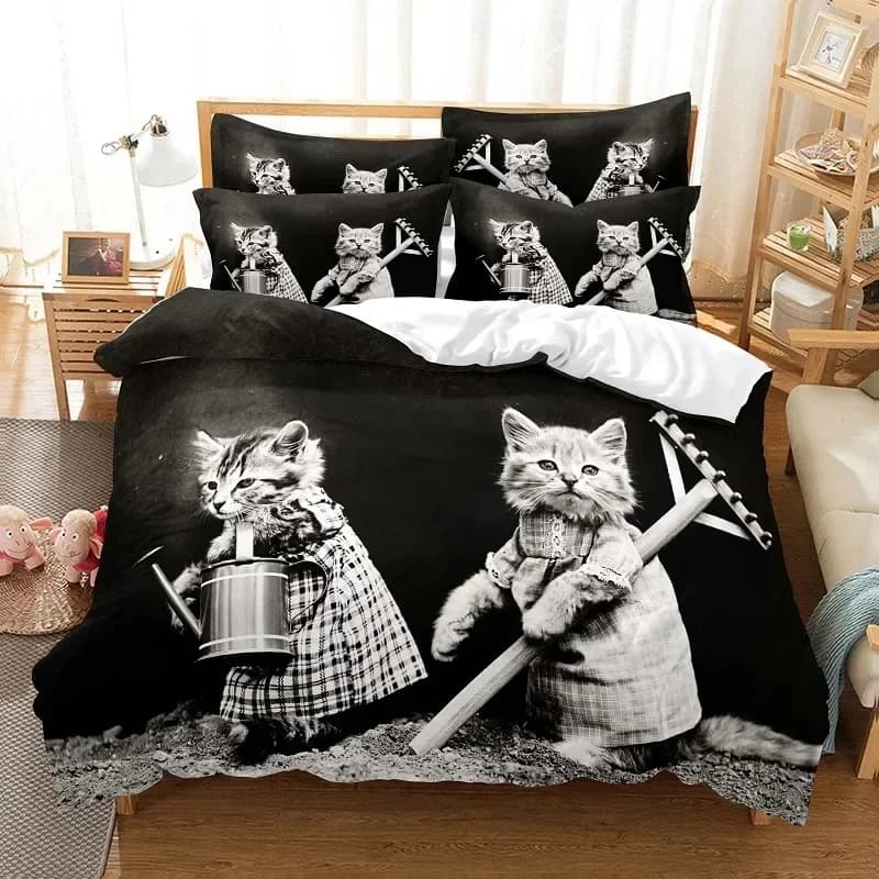 Black Cat Duvets Covers Cotton Duvet Cover Bed 150 Bedding 160x200 Set Couple Bed Quilt Comforter Sets 220x240 Double King Size