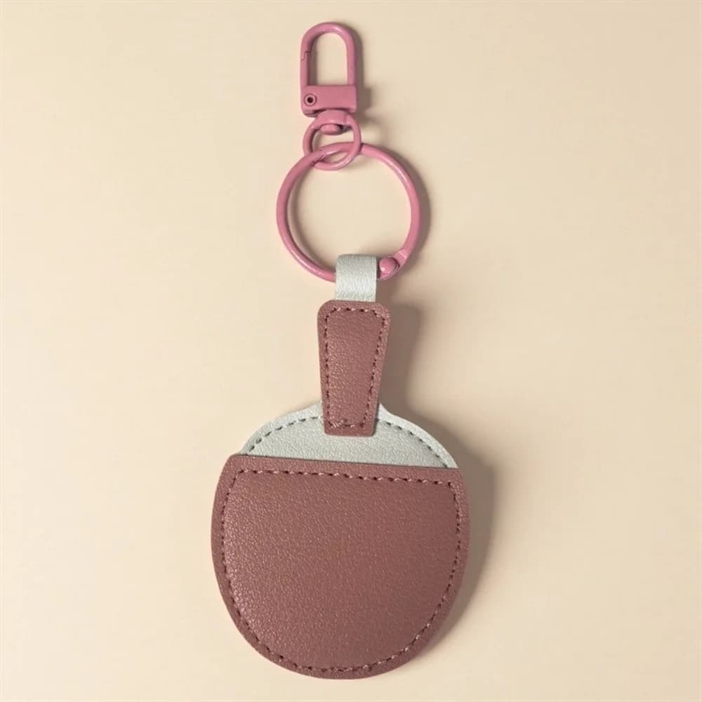 Divertente portachiavi pipistrelli da ping pong carino appeso racchetta da ping-pong ciondolo zaino decorazione portachiavi creativo in pelle PU