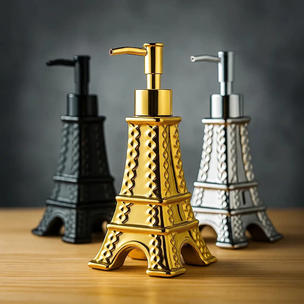 Dispenser di sapone Torre Eiffel, bottiglia con pompa per lozione in ceramica di lusso, accessori per la decorazione del bagno in stile Parigi, sapone per le mani ricaricabile Con