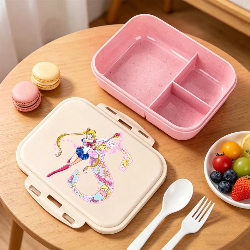 Portapranzo Sailor Moon per Bambini, Contenitore Bento con Lettere A-Z, per Scuola, Picnic, Ufficio, Regalo per Ragazze e Donne