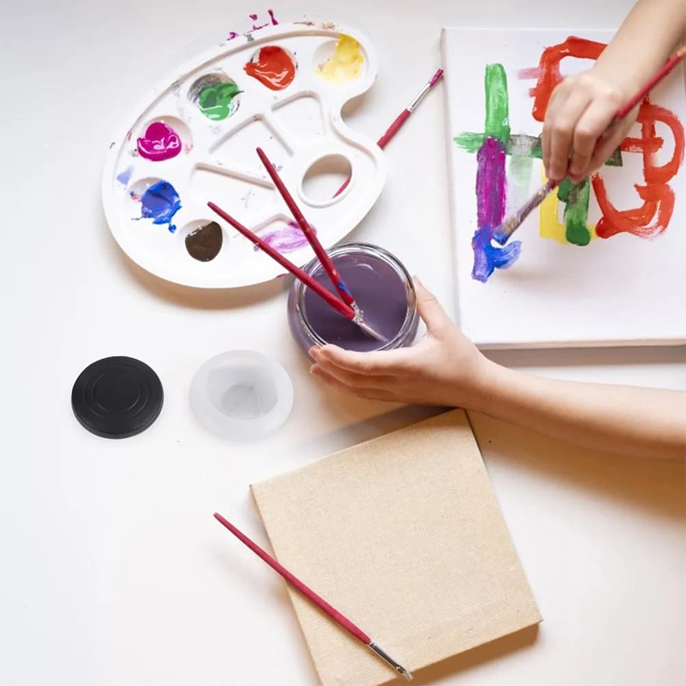 2 Pezzi Contenitore per Olio Riutilizzabile, Mini Tazza per Pittura, Contenitore Anti-perdita per Pulizia Pennelli, Porta Pennelli per Artisti