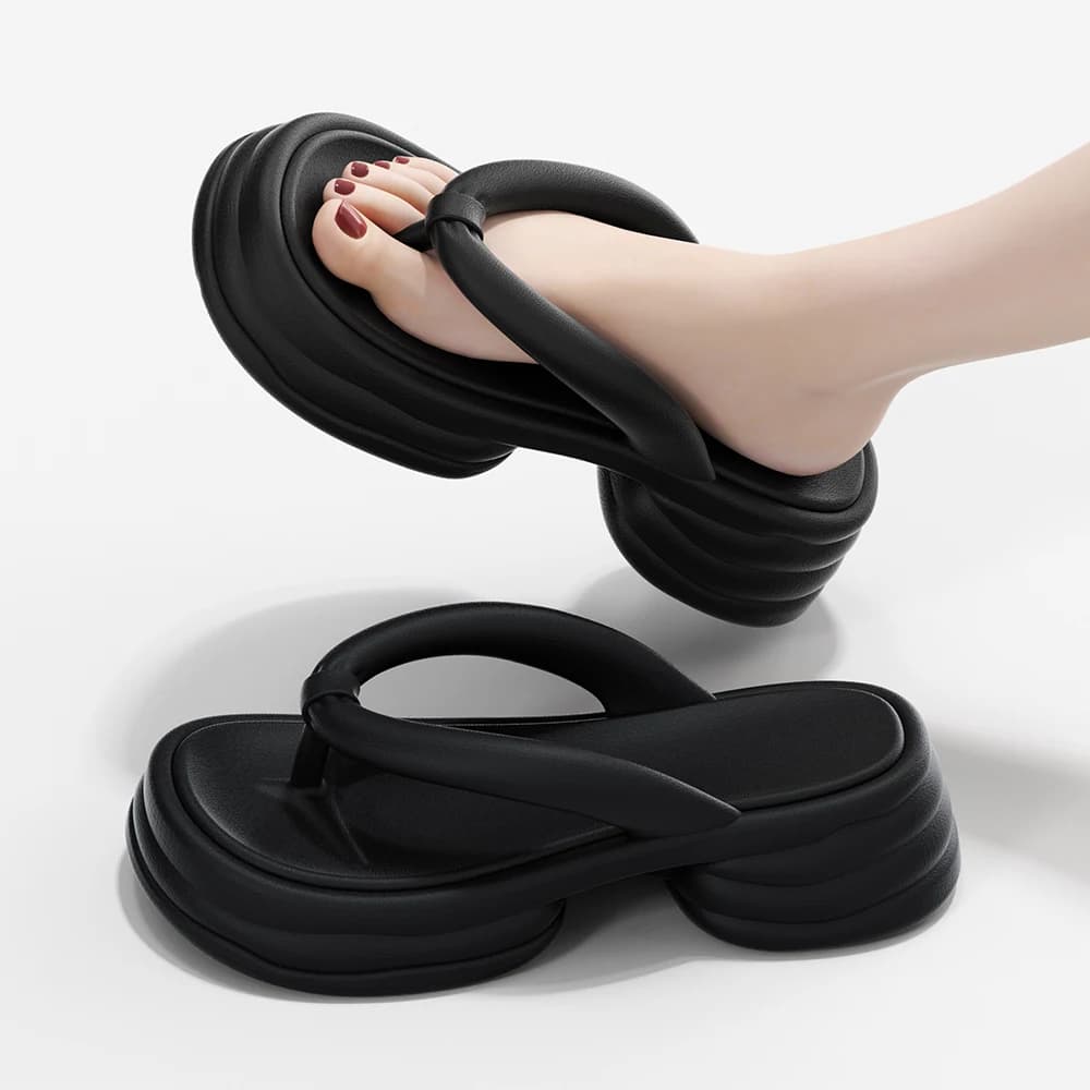 Sandali da donna con fondo spesso, infradito estive casual a tinta unita con tacco piatto in EVA, calzature giovanili di tendenza