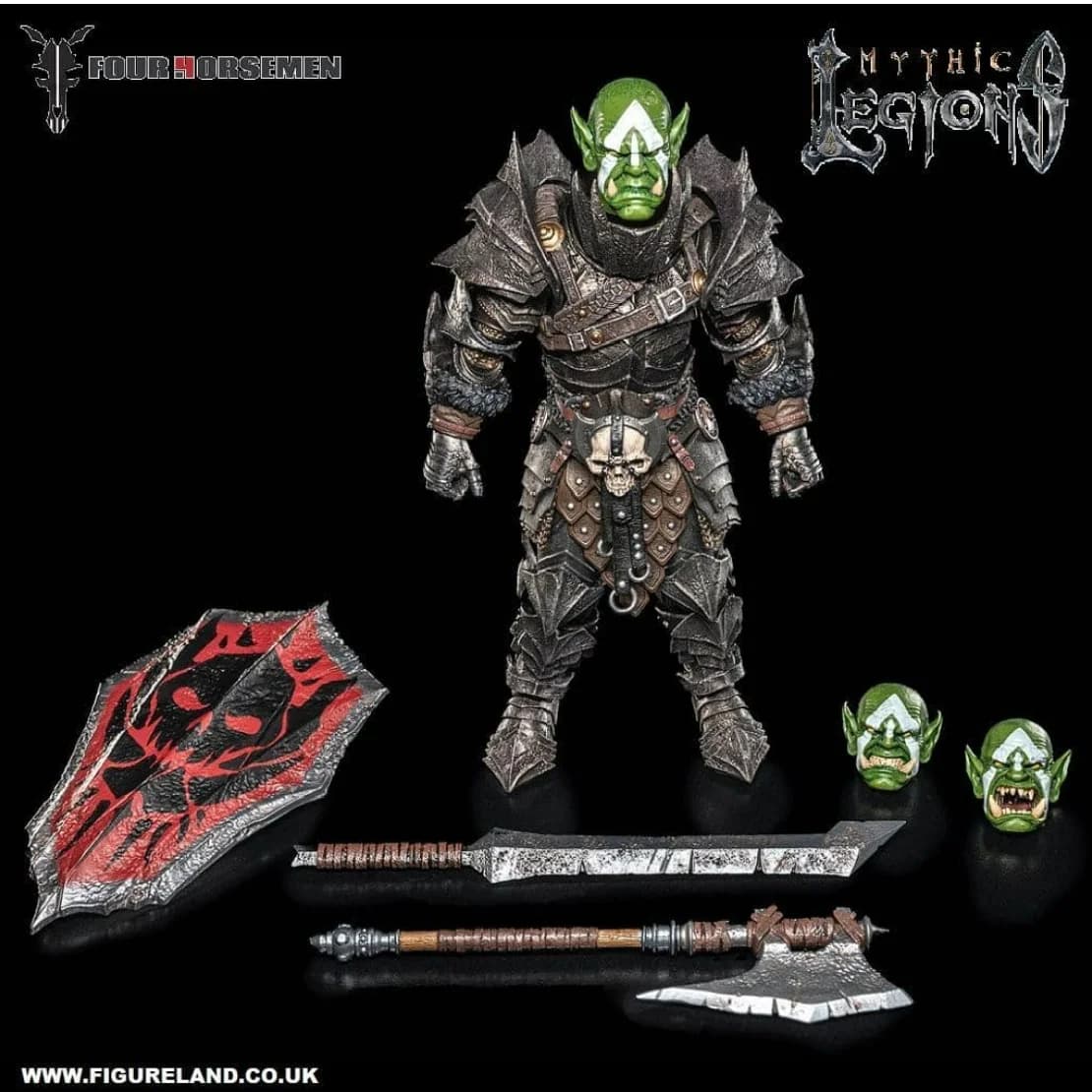 In Stock Four Horsemen Urzokk 2 Orc General Mythic Legions 3 Extra Heads Weapons Collectible Action Figure
