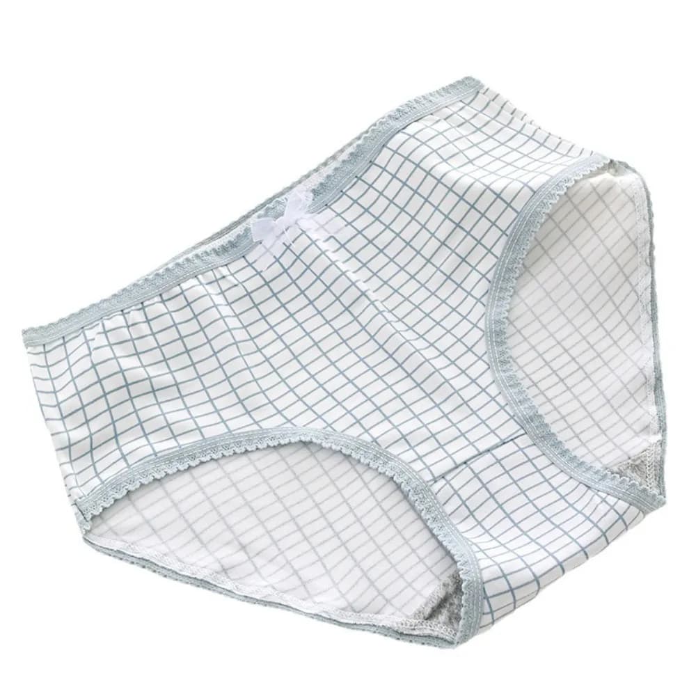 Fashion Cotton Crotch Underwear for Women Love Heart Mid-waist Women's Sweet Panties Bow Grid Lace Briefs Summer