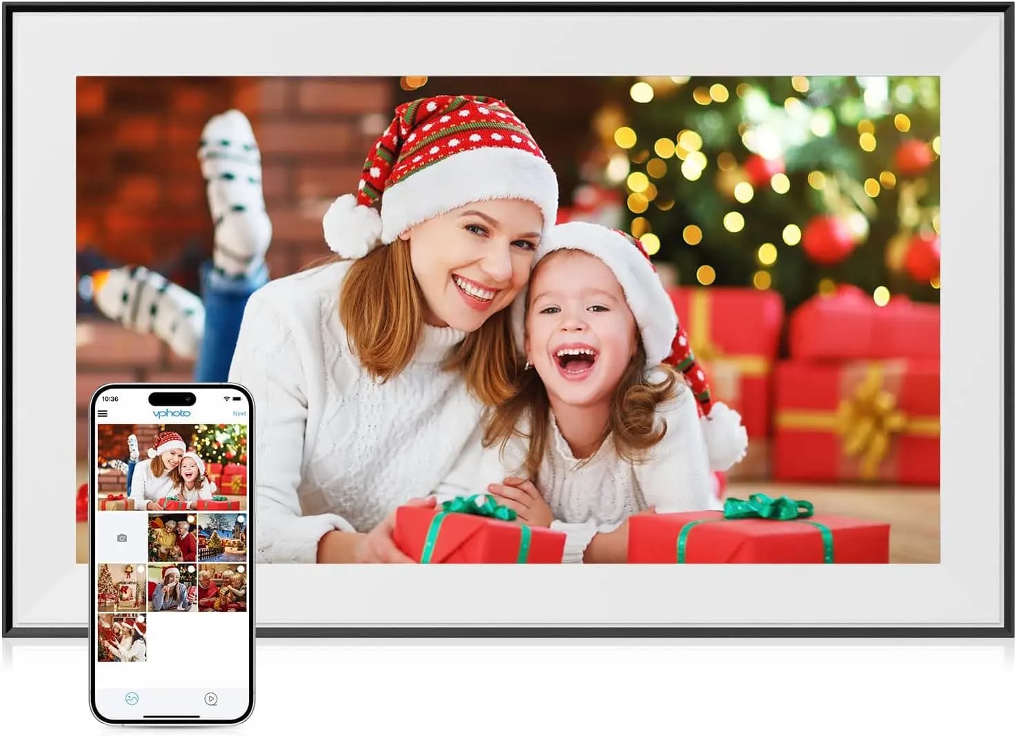 15.6 Inch WiFi Digital Picture Frame with 32GB, FHD 1080P Touch Screen, Auto-Rotate, Share Photos & Videos Instantly via Free App, Perfect Gift for Mom