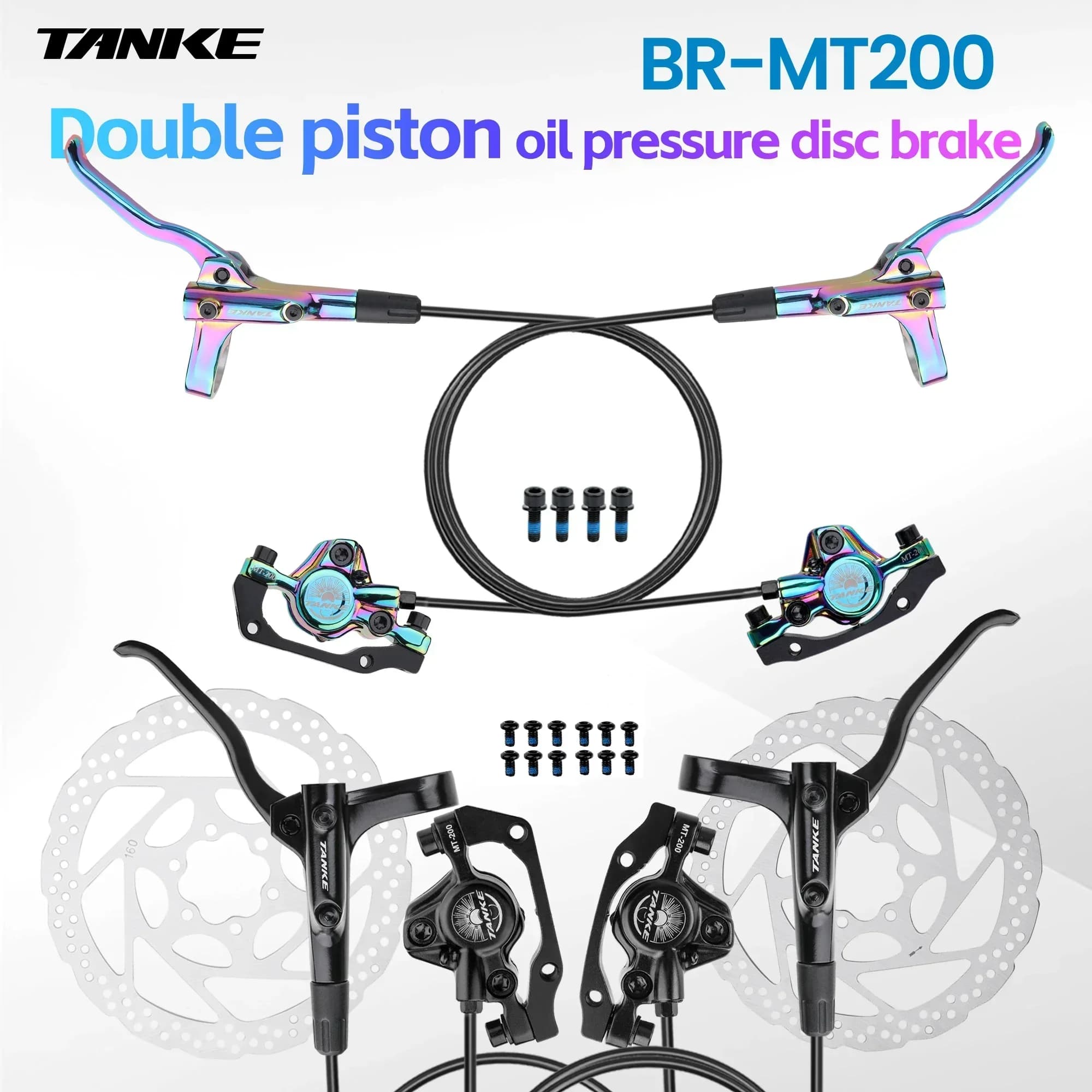 TANKE MT200 Bici Freno A Disco Idraulico MTB Freno BL BR 800/1600mm Freno Della Bicicletta 2 Pistoni 3 Dita Leva In Acciaio Parti Della Bici aggiornamento