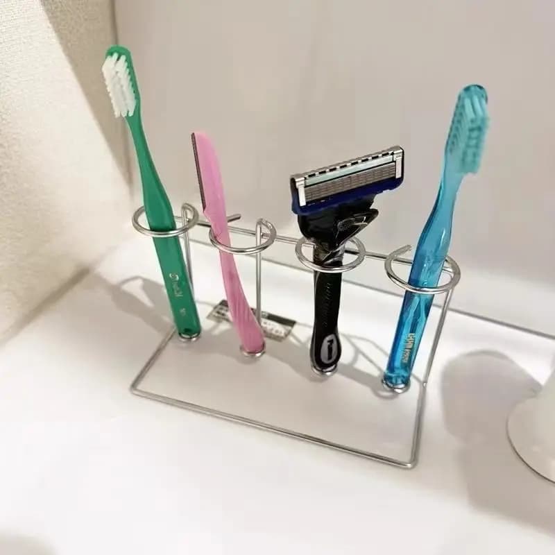 Japanese Ins Minimalist Stainless Steel Toothbrush Holder Bathroom Razor Storage Rack Creative Toothbrush Stand