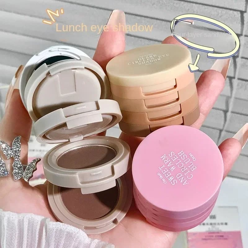 Ombretto 4 in 1 Ombretto multifunzionale a quattro strati Illumina il viso Trucco per occhi Palette di evidenziatori opachi di bellezza Fard perlato lucido
