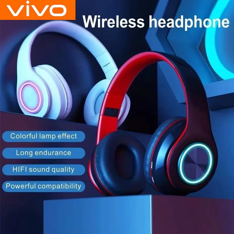 VIVO Cuffia wireless Bluetooth 5.0 con microfono Cuffie on-ear Auricolari audio stereo Cuffie pieghevoli da gioco sportive