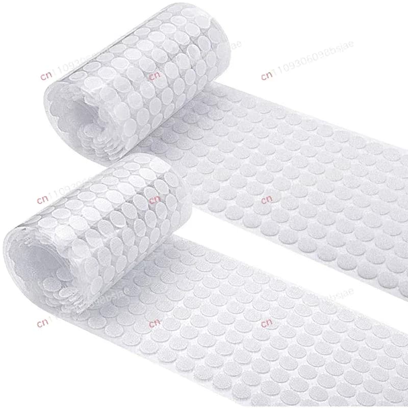 Round double-sided adhesive-backed Velcro Velcro self-adhesive tape transparent male and female buckle