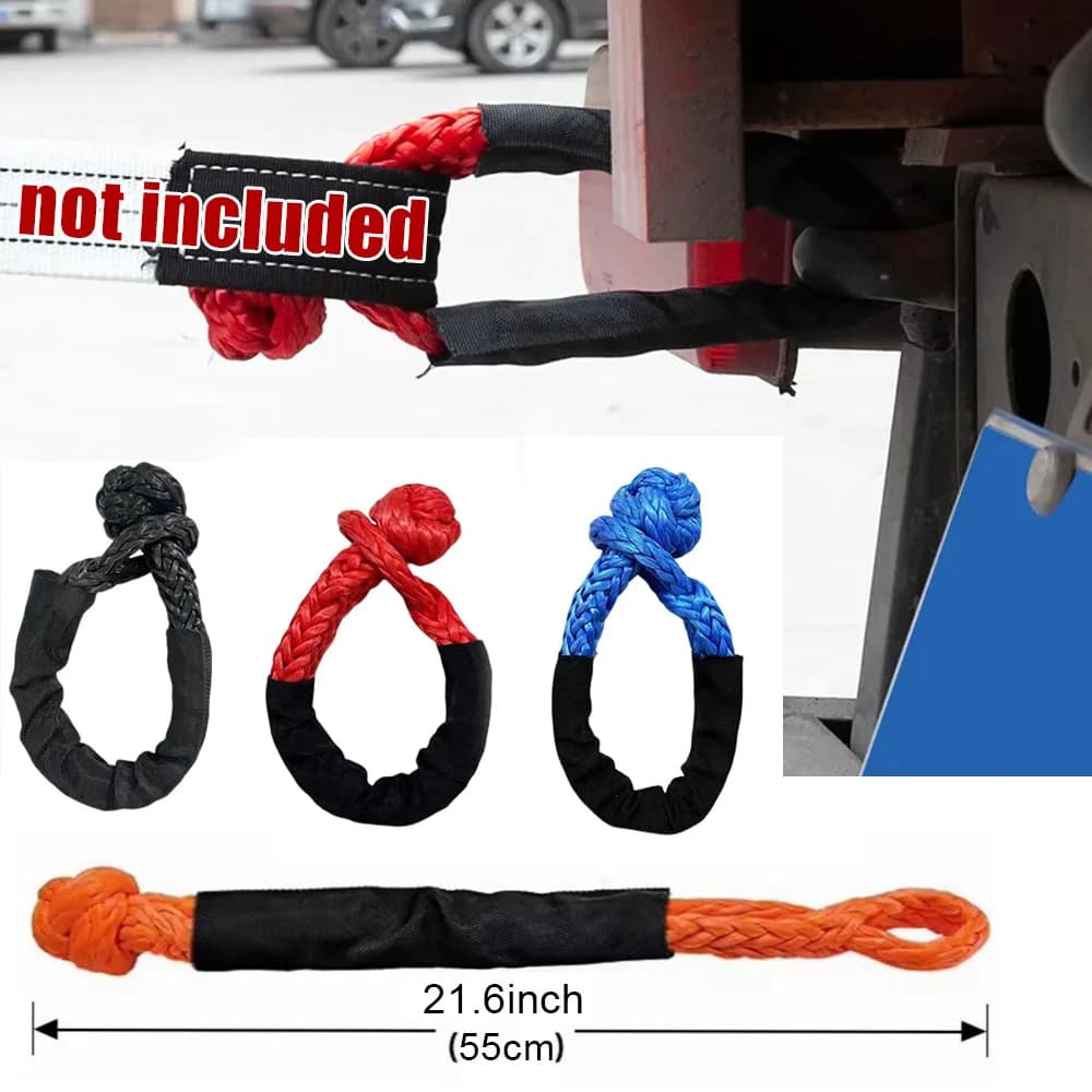 1pc 38000 Lbs Traino Corde Auto In Fibra Sintetica Recupero Strada Rimorchio Tirare Cinghia Pesante Traino Manillo Manicotto Protettivo Accessori