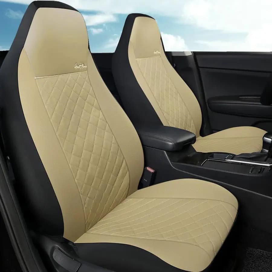 Front Seat Covers for Seats in Guscio, Universal Seat Covers in Ecopelle for the Most Part of Auto, SUV and Minivan Beige