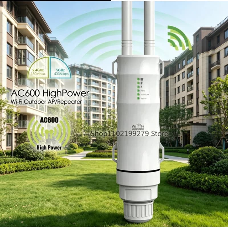 2026 NUOVO Ripetitore WiFi AC600 Wireless da Esterno, Router AP ad Alta Potenza Dual-band 2.4G 5Ghz, Extender a Lungo Raggio con POE e Protezione da Fulmini
